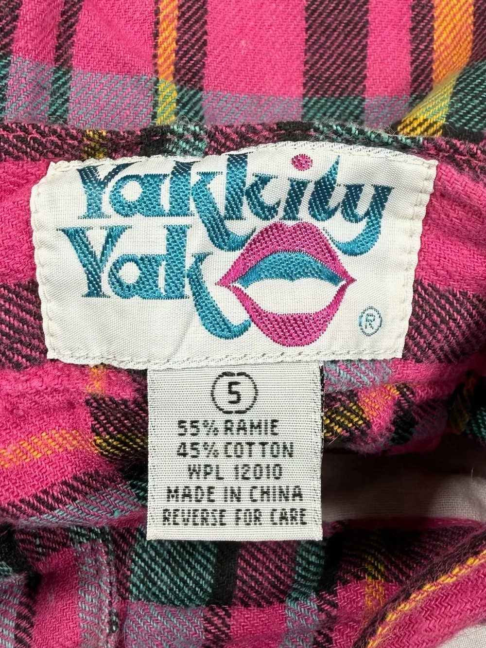 VINTAGE YAKKITY YAK 1990s Reversible Plaid Vest & Shorts Set Size 5 Cotton Rayon